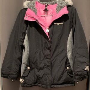 ZeroXposur Black & Hot Pink Girls Hooded Puffer Jacket